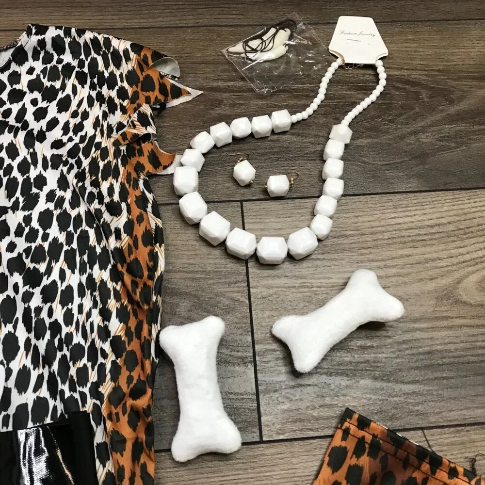 Cave Girl Costume Historical Stone Age‎ Girls M Halloween, Primitive Cosplay NEW